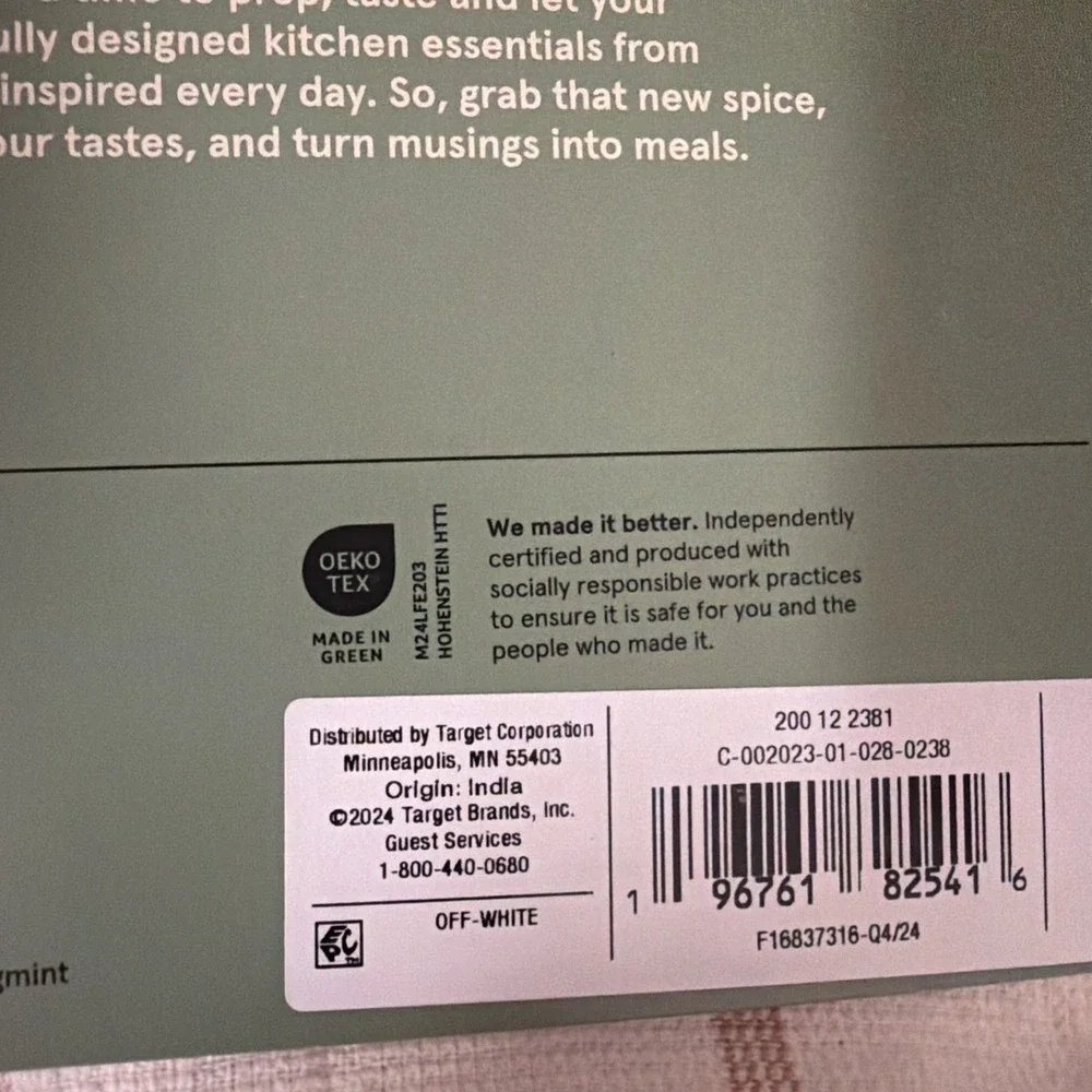Figmint Kitchen Towel Set Unisex 18x28 Off-White New Plaid Cotton 2-Pack